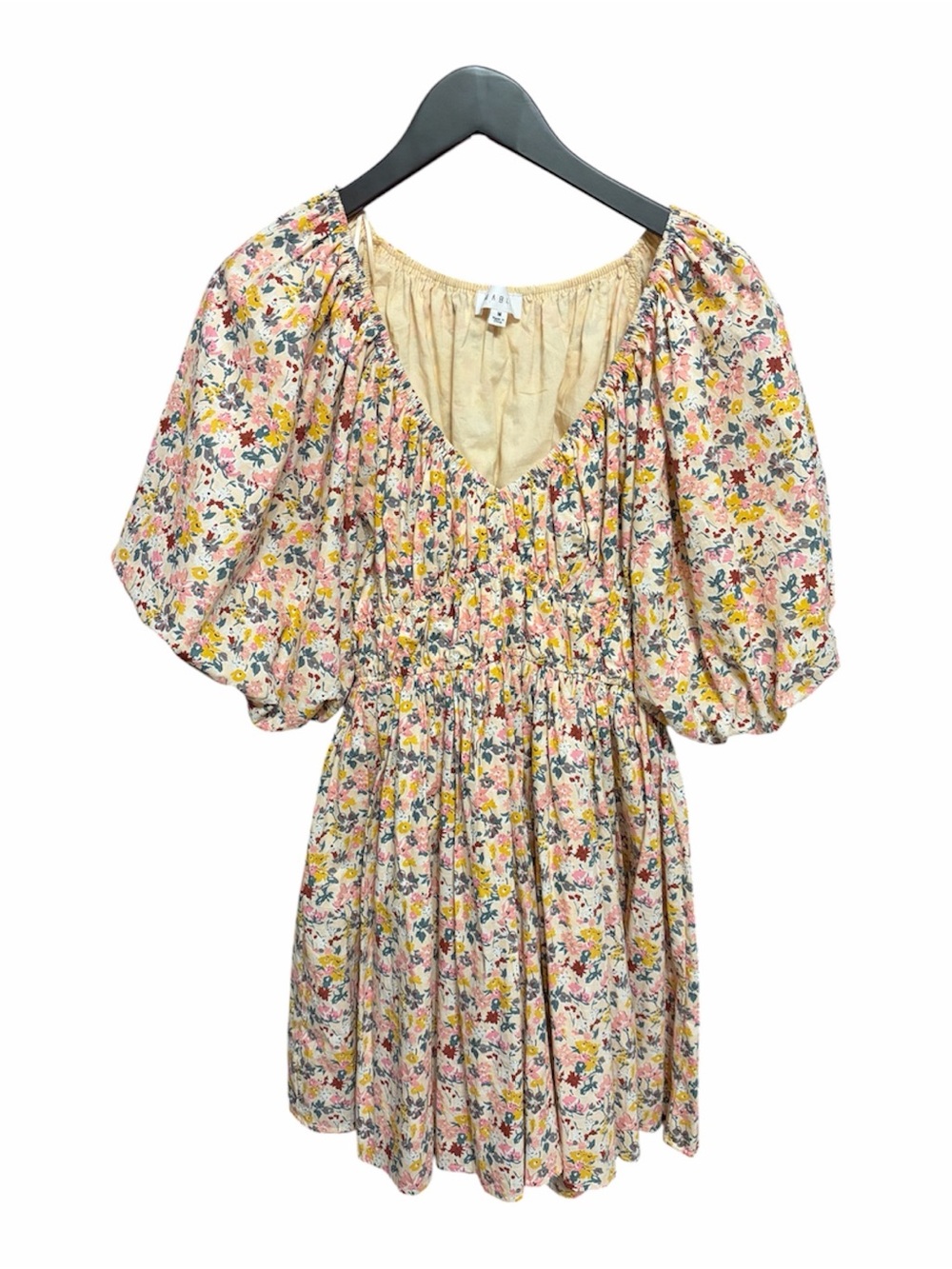 Mable Smocked Waist Mini Dress with Puff Sleeves Medium EUC - Picture 2 of 3